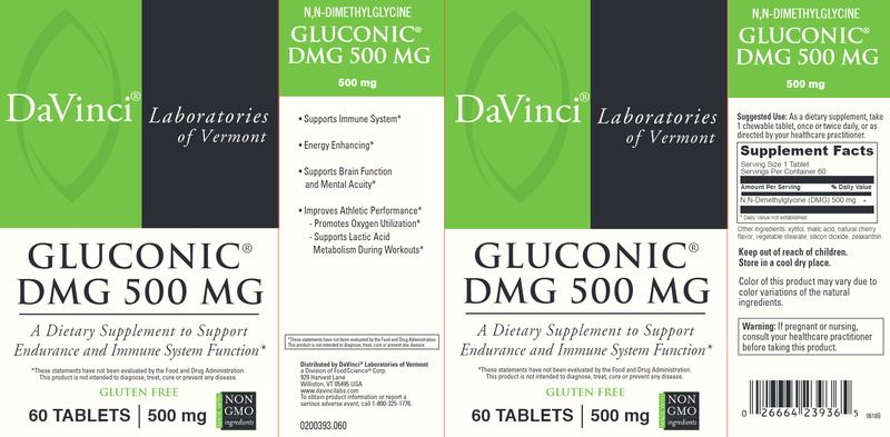 Gluconic Dmg 500 Mg DaVinci Labs Label