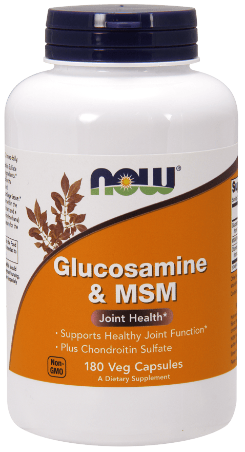 Glucosamine & MSM 180 Veg Capsules (NOW) Front