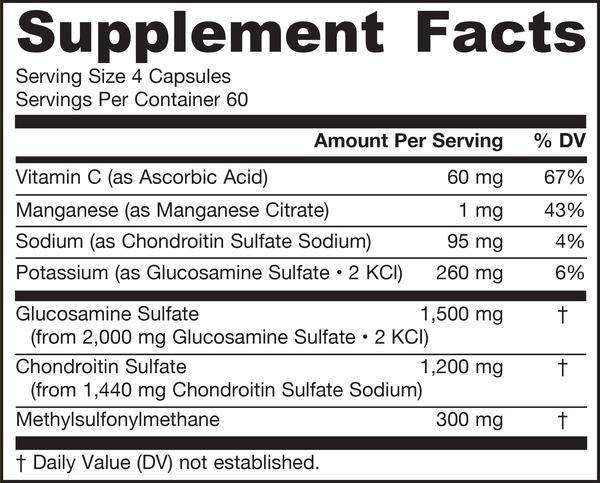 Glucosamine Chondroitin MSM Jarrow Formulas supplement facts