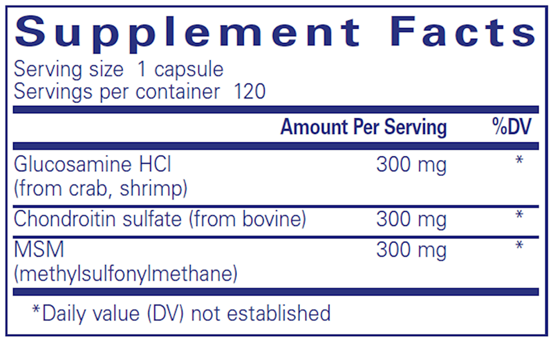 Glucosamine Chondroitin with MSM 120 Caps (Pure Encapsulations) Supplement Facts