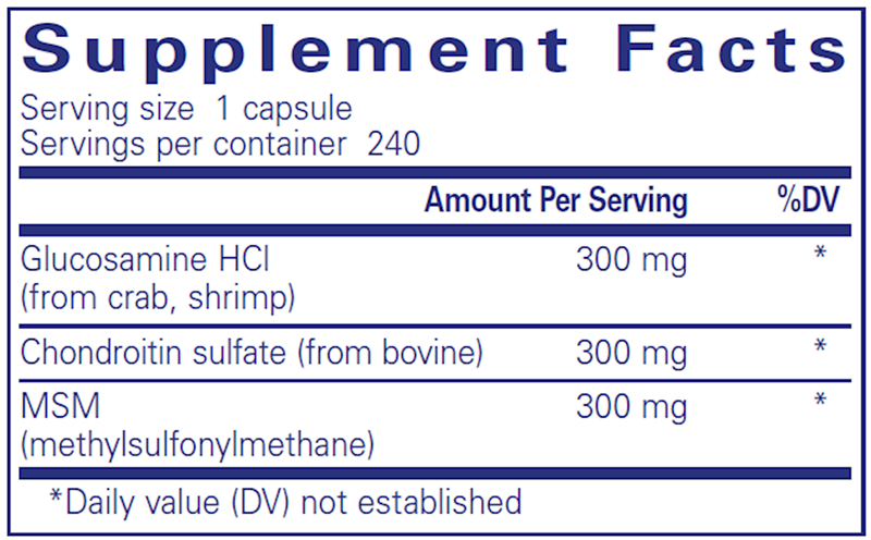 Glucosamine Chondroitin with MSM 240 Caps (Pure Encapsulations) Supplement Facts