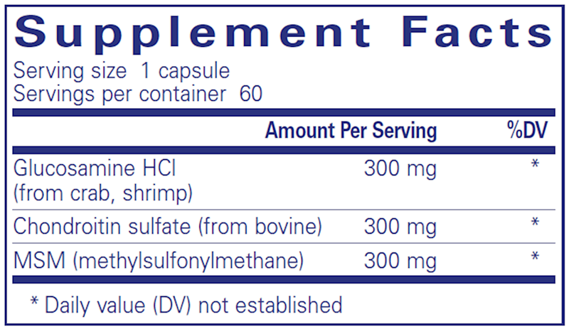 Glucosamine Chondroitin with MSM 60 Caps (Pure Encapsulations) Supplement Facts