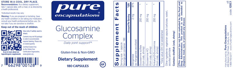 Glucosamine Complex (Pure Encapsulations) Label