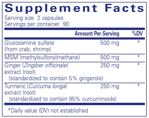 Glucosamine MSM with Joint Comfort Herbs 180 Caps (Pure Encapsulations) Supplement Facts