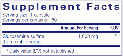 Glucosamine Sulfate 1,000 Mg. 60 Caps (Pure Encapsulations) Supplement Facts