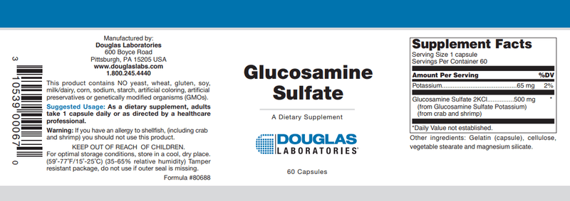 Glucosamine Sulfate 500 mg Douglas Labs 60 Caps