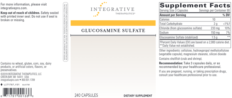 Glucosamine Sulfate (Integrative Therapeutics) Label