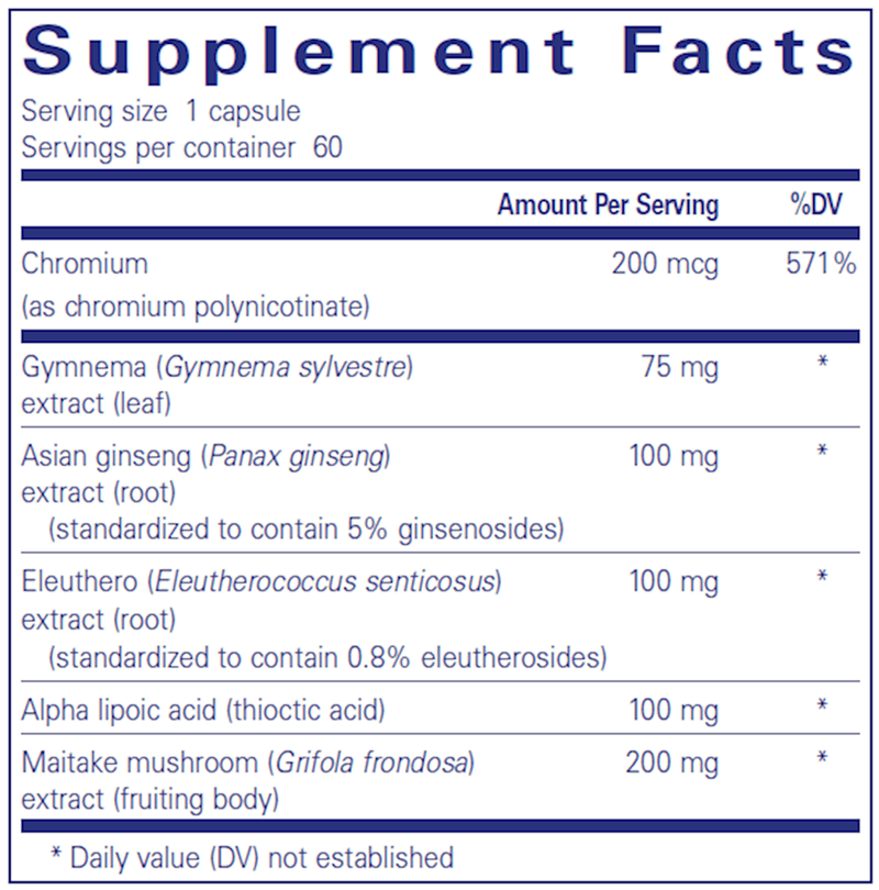 Glucose Support Formula 60 Caps (Pure Encapsulations) Supplement Facts