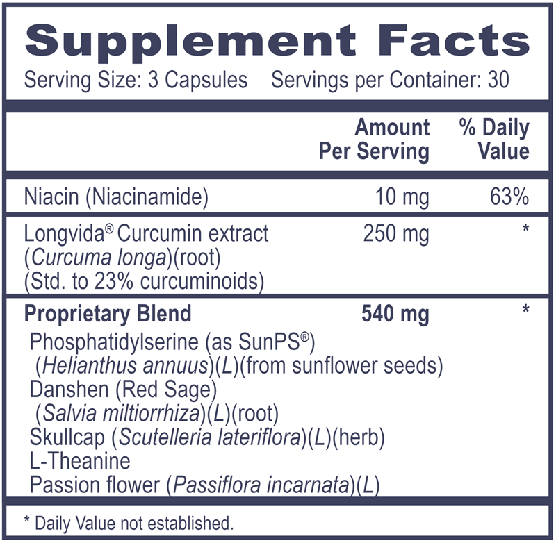 Glutamate Scavenger Calming Formula Professional Health Products Supplement Facts