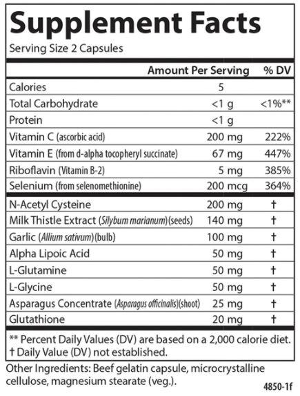 Glutathione Booster Supplement Facts Label