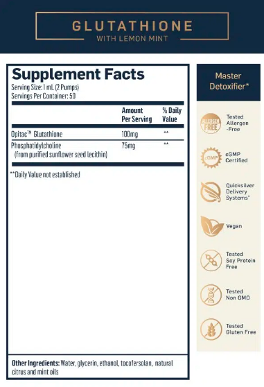  Liposomal Glutathione supplement facts 
