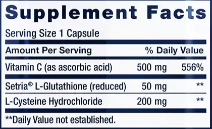 Glutathione, Cysteine & C (Life Extension) Supplement Facts