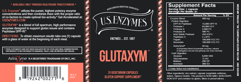 GLUTAXYM™ Master Supplements (US Enzymes) Label