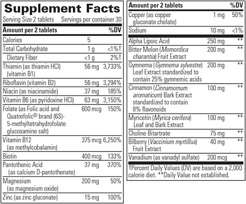 Glycemic Manager™ (Integrative Therapeutics) Supplement Facts