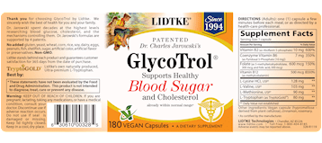 GlycoTrol 180 caps (Lidtke) Label
