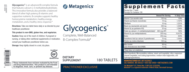 Glycogenics (Metagenics) 180ct Label