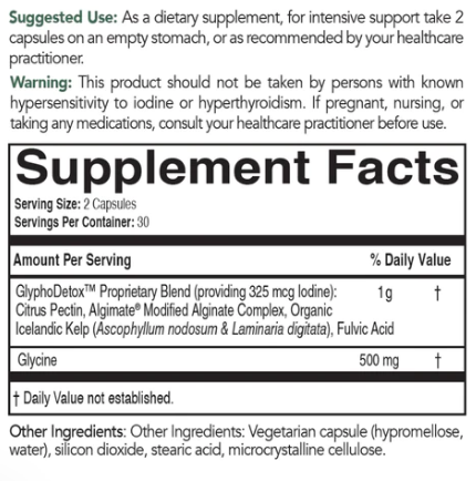 GlyphoDetox Supplement Facts Label