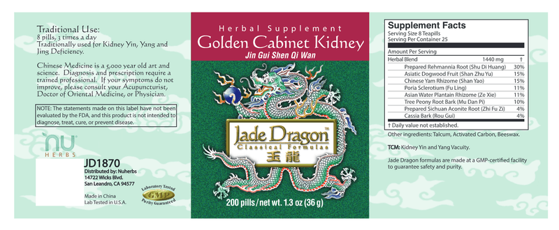 Golden Cabinet Kidney (Jade Dragon) Label