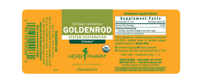 Goldenrod 1oz label | Herb Pharm