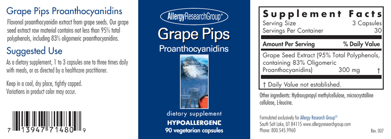 Grape Pips (Allergy Research Group) label