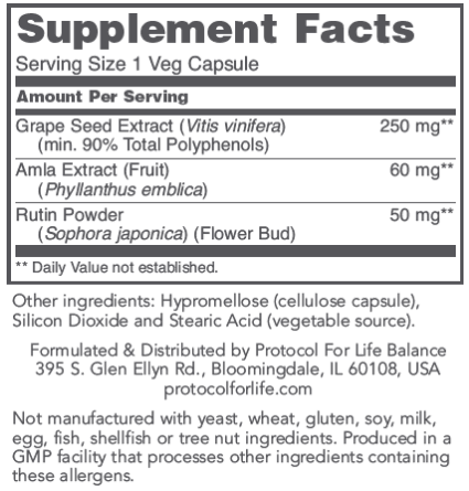 Grape Seed OPC (Protocol for Life Balance) Supplement Facts