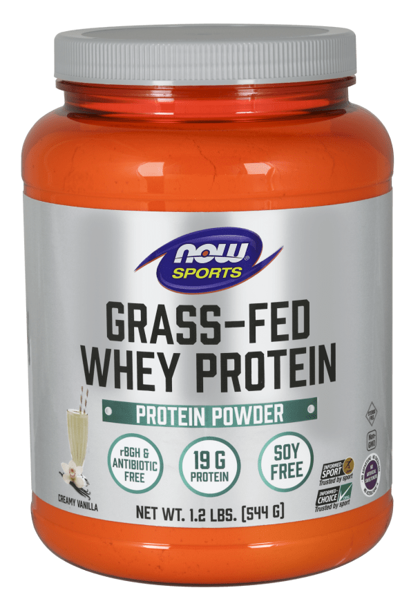 Grass-Fed Whey Protein Vanilla (NOW) Front