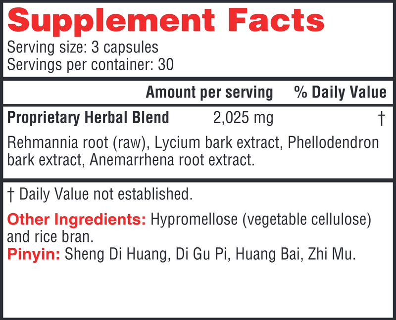 Great Yin (Health Concerns) Supplement Facts