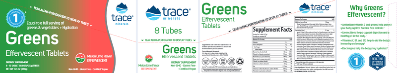 Greens Effervescent Melon-Lime Trace Minerals Research label