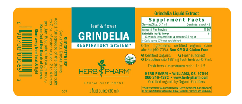 Grindelia (Herb Pharm) Label