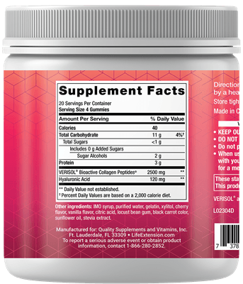 Gummy Science™ Youthful Collagen (Cherry) (Life Extension) Back