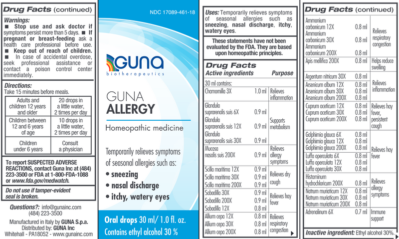 Guna Allergy Oral Drops (Guna, Inc.) Label