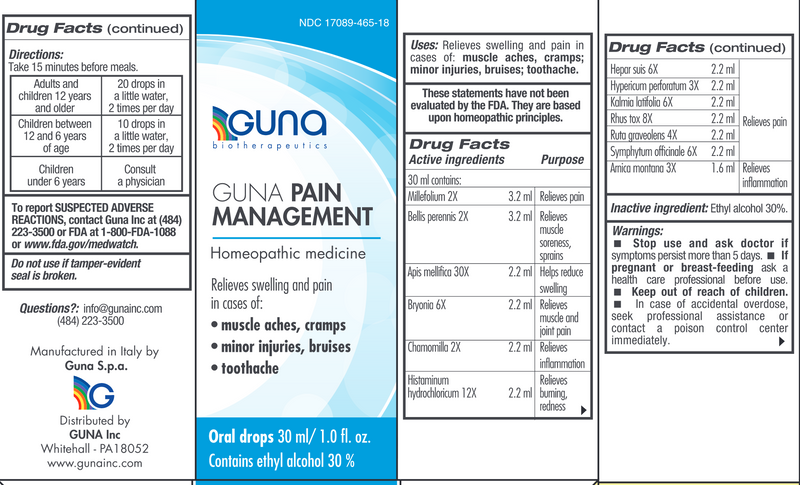 Guna Pain Management Oral Drops (Guna, Inc.) Label