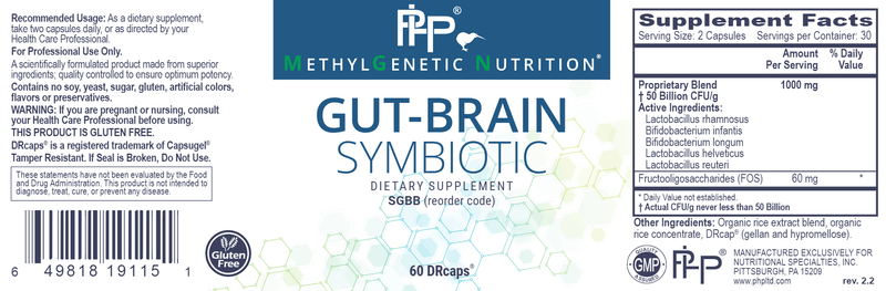 Gut Brain Symbiotic Professional Health Products Label