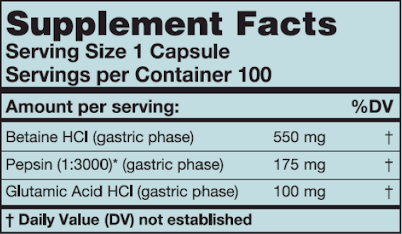 HCl-Pepsin (Karuna Responsible Nutrition) Supplement Facts
