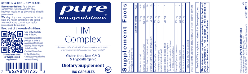 HM Complex - (Pure Encapsulations) - Detoxification Support 180ct label