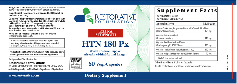 HTN 180 Px-Extra Strength (Restorative Formulations) Label