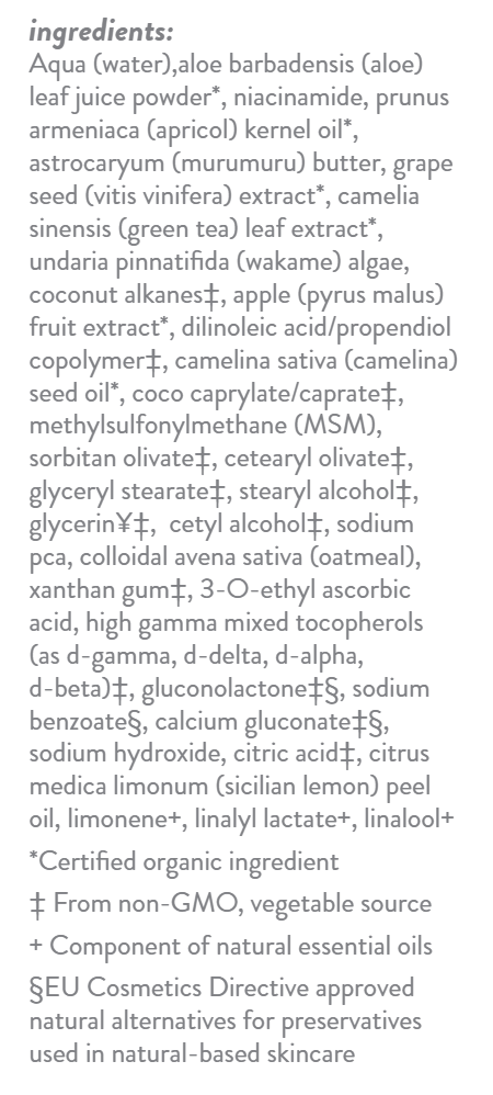 HYDRATE: Body Moisturizer Lemon Zest (The Spa Dr) Ingredients