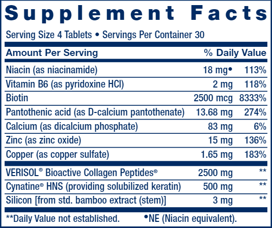 Hair, Skin & Nails Collagen Plus Formula (Life Extension) Supplement Facts