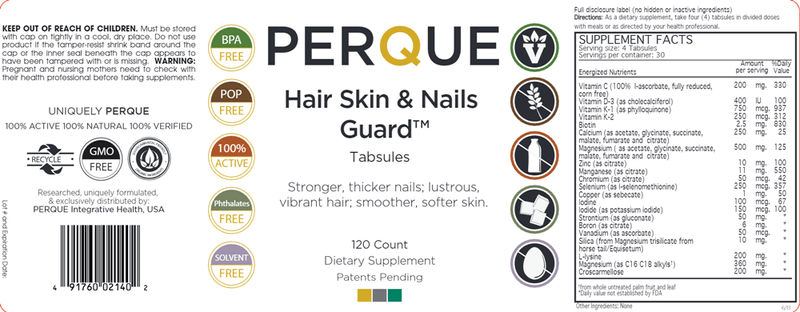 Hair Skin & Nails Guard (Perque) Label