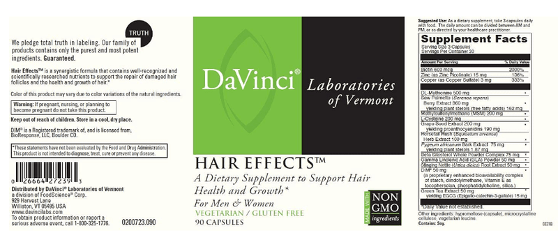 Hair Effects DaVinci Labs Label