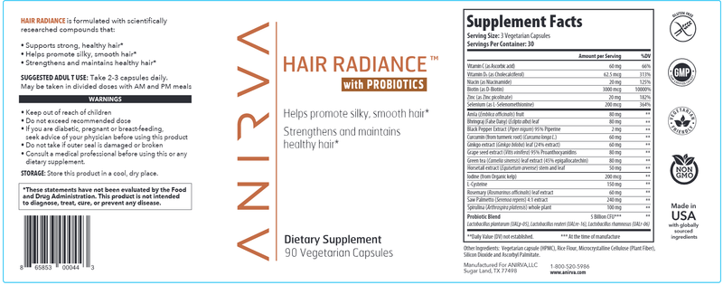 Hair Radiance with Probiotics Anirva Label