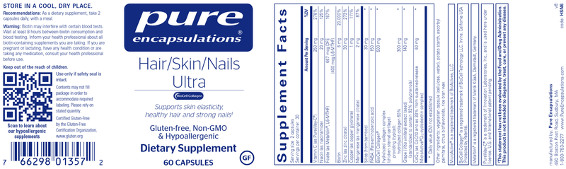 Hair Skin Nails Ultra (Pure Encapsulations) label
