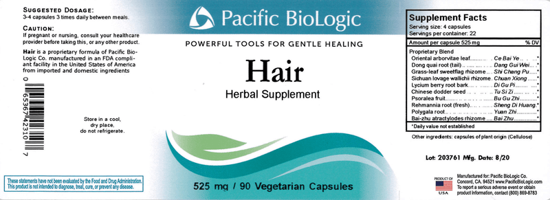 Hair (Pacific BioLogic) Label