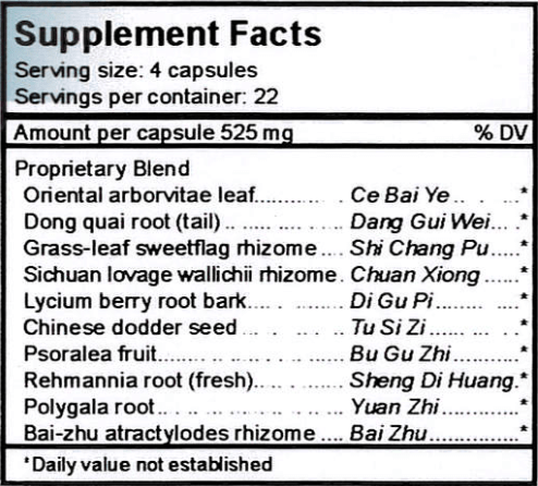 Hair (Pacific BioLogic) supplement facts