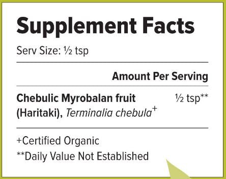 Haritaki Fruit Powder Organic (Banyan Botanicals) Supplement Facts