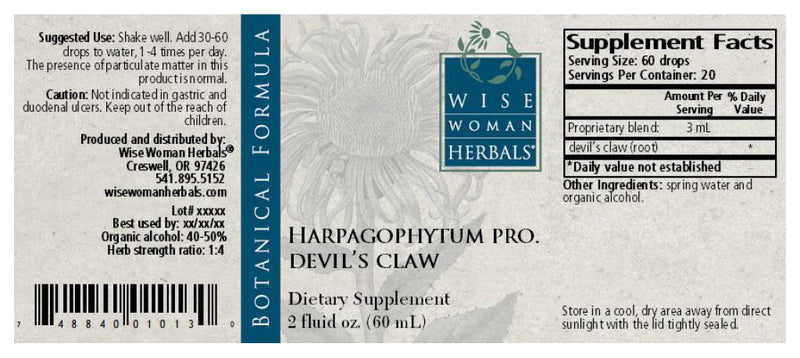 Harpagophytum devil's claw Wise Woman Herbals products