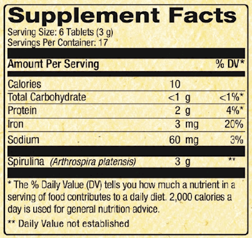 hawaiian spirulina nutrex hawaii supplement facts