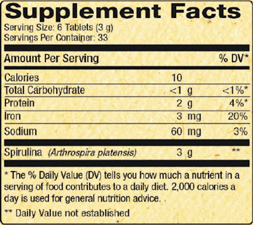 hawaiian spirulina supplement facts