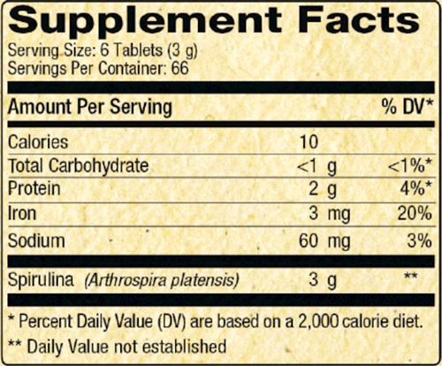 hawaiian spirulina nutrex hawaii supplement facts