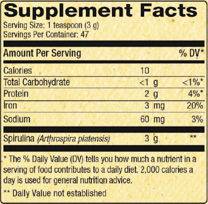 Hawaiian Spirulina Powder 5oz Nutrex Hawaii Supplement Facts